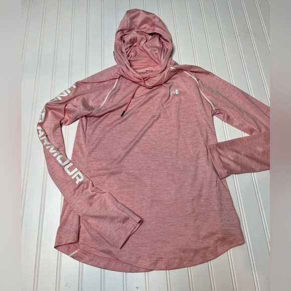 UNDER ARMOUR WOMEN UA VELOCITY WORDMARK HOODIE SHIRT Pink Small 1097 - Picture 1 of 3